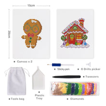 Cargar imagen en el visor de la galería, Mini Diamond Painting 15x20cm (2 piezas) - Hombre de Jengibre y Casa de Navidad