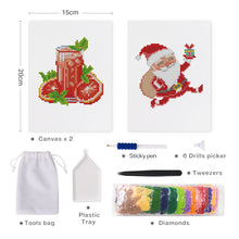 Cargar imagen en el visor de la galería, Mini Diamond Painting 15x20cm (2 piezas) - Jugo de Tomate y Papá Noel