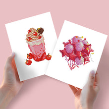 Cargar imagen en el visor de la galería, Mini Diamond Painting 15x20cm (2 piezas) - Bebidas y Flores