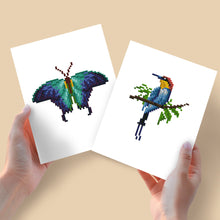 Cargar imagen en el visor de la galería, Mini Diamond Painting 15x20cm (2 piezas) - Diseño Mariposa y Pájaro