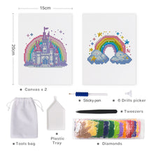 Cargar imagen en el visor de la galería, Mini Diamond Painting 15x20cm (2 piezas) - Castillo y Arcoíris