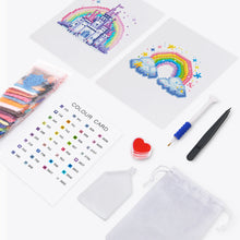 Cargar imagen en el visor de la galería, Mini Diamond Painting 15x20cm (2 piezas) - Castillo y Arcoíris