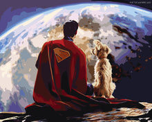 Cargar imagen en el visor de la galería, Pintar por numeros Figured'Art - Superman y Krypto
