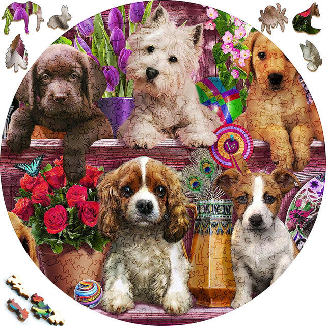 Puzzle de madera - Fiesta de Bloques para Cachorros