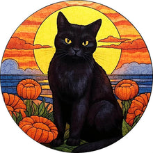 Cargar imagen en el visor de la galería, Puzzle de madera - Gato Negro al Atardecer