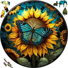 Cargar imagen en el visor de la galería, Puzzle de madera - Mariposa en Girasol