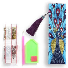 Cargar imagen en el visor de la galería, Marcapáginas Diamond Painting con Pavo Real Azul