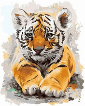 Cargar imagen en el visor de la galería, Pintar por números | Un adorable bebé tigre | Novedades Animales Tigres Avanzado | FiguredArt