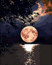 Cargar imagen en el visor de la galería, Pintar por números | Reflejo de la luna sobre el lago | Novedades Paisajes Fácil | FiguredArt