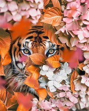 Cargar imagen en el visor de la galería, Pintar por números | Tigre y flores | Novedades Flores Animales Tigres Avanzado | FiguredArt