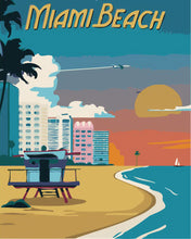 Cargar imagen en el visor de la galería, Pintar por numeros Figured&#39;Art - Póster de viaje Miami Beach