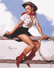 Cargar imagen en el visor de la galería, Pintar por numeros Figured'Art - Pin-up vintage con lazo