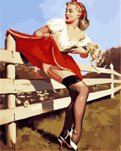 Cargar imagen en el visor de la galería, Pintar por numeros Figured'Art - Pin-up vintage con valla