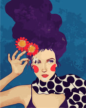 Cargar imagen en el visor de la galería, Encantadora mujer y círculos rojos y negros