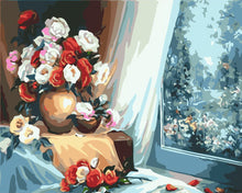 Cargar imagen en el visor de la galería, Jarrón de flores y jardín soleado