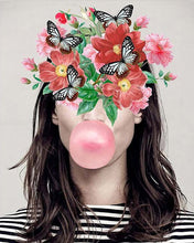 Cargar imagen en el visor de la galería, Pintar por numeros Figured'Art - Chicle con flores y mariposas