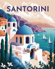 Cargar imagen en el visor de la galería, Diamond Painting - Póster de viaje Santorini