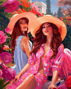 Diamond Painting - Hermanas en un Jardín Rosa