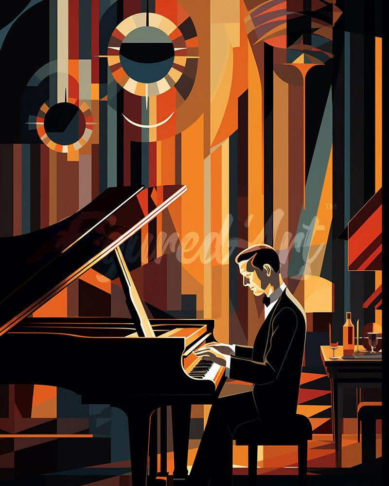 Diamond Painting - Hombre Art Deco al piano