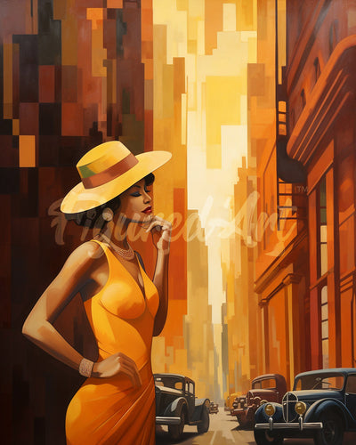 Diamond Painting - Mujer Art Deco en la ciudad