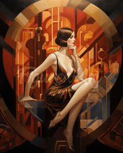 Cargar imagen en el visor de la galería, Diamond Painting - Mujer Art Deco sentada