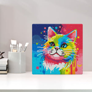 Mini Diamond Painting 25x25cm - Arte Pop Abstracto de Gato