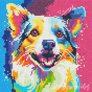 Mini Diamond Painting 25x25cm - Arte Pop Abstracto de Perro