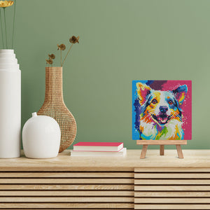 Mini Diamond Painting 25x25cm - Arte Pop Abstracto de Perro