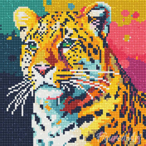 Mini Diamond Painting 25x25cm - Arte Pop Abstracto de Leopardo