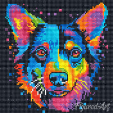 Cargar imagen en el visor de la galería, Mini Diamond Painting 25x25cm - Arte Pop Abstracto de Perro Neón