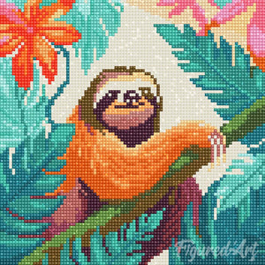 Mini Diamond Painting 25x25cm - Perezoso Tropical