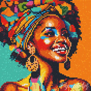 Mini Diamond Painting 25x25cm - Reina Africana Pop Art