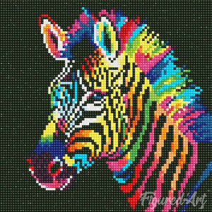 Mini Diamond Painting 25x25cm - Zebra Neón