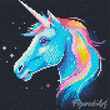 Cargar imagen en el visor de la galería, Mini Diamond Painting 25x25cm - Unicornio Neón