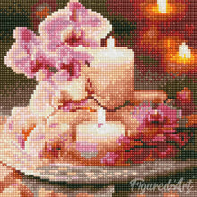 Cargar imagen en el visor de la galería, Mini Diamond Painting 25x25cm - Orquídeas y Velas