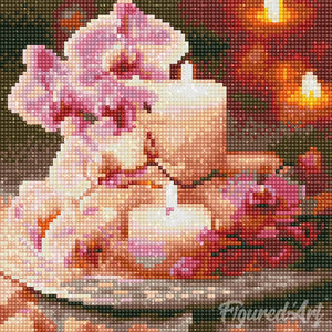 Mini Diamond Painting 25x25cm - Orquídeas y Velas