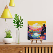 Cargar imagen en el visor de la galería, Mini Diamond Painting 25x25cm - Puesta de Sol Colorida junto al Lago