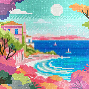 Mini Diamond Painting 25x25cm - Riviera Francesa Colorida