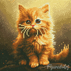 Mini Diamond Painting 25x25cm - Gatito Naranja Peludo