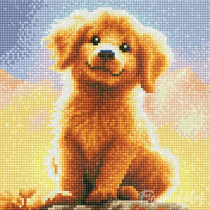 Mini Diamond Painting 25x25cm - Cachorro de Golden Retriever Lindo