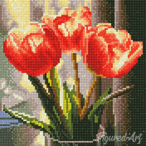 Mini Diamond Painting 25x25cm - Tulipanes Melocotón