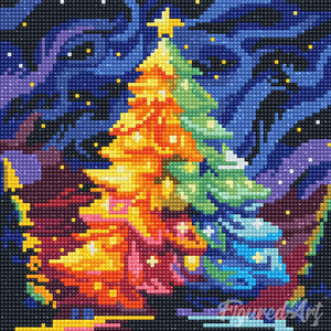 Mini Diamond Painting 25x25cm - Árbol de Navidad Colorido