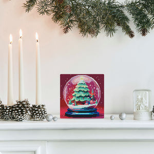 Mini Diamond Painting 25x25cm - Árbol de Navidad en Bola de Nieve