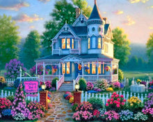 Cargar imagen en el visor de la galería, Diamond Painting - Casa grande y jardín de flores