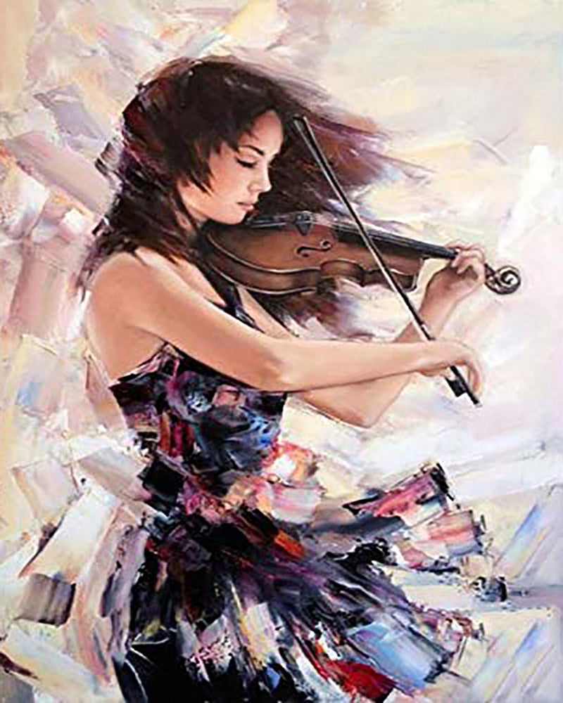 Diamond Painting - Violinista en vestido morado