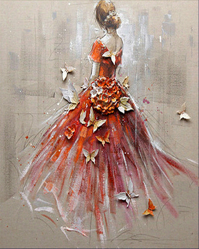 Diamond Painting - Bailarina desde Atrás y Mariposas