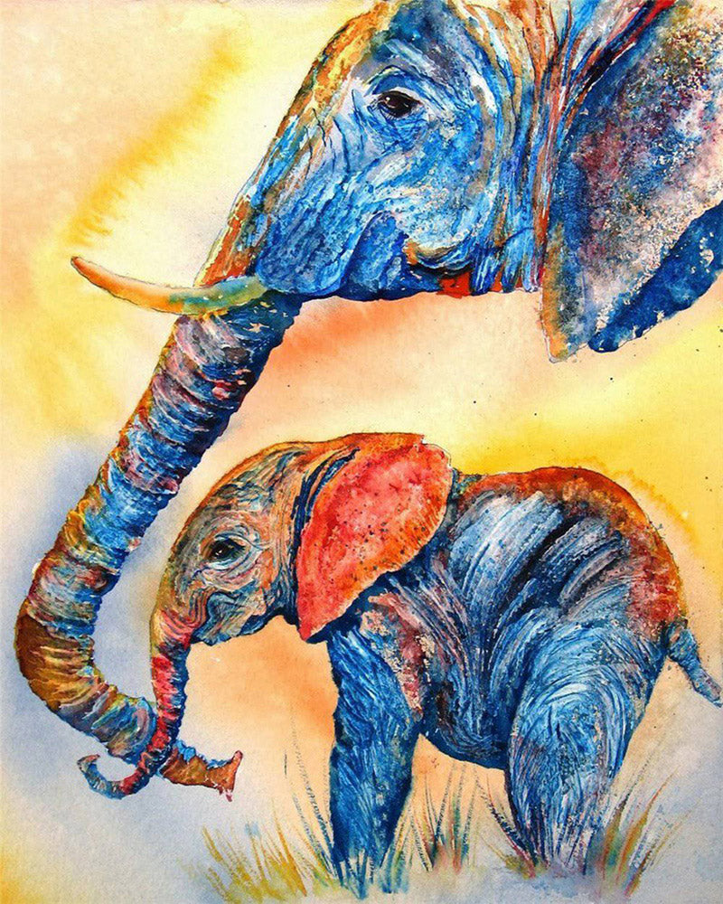 Diamond Painting - Elefante con su cría