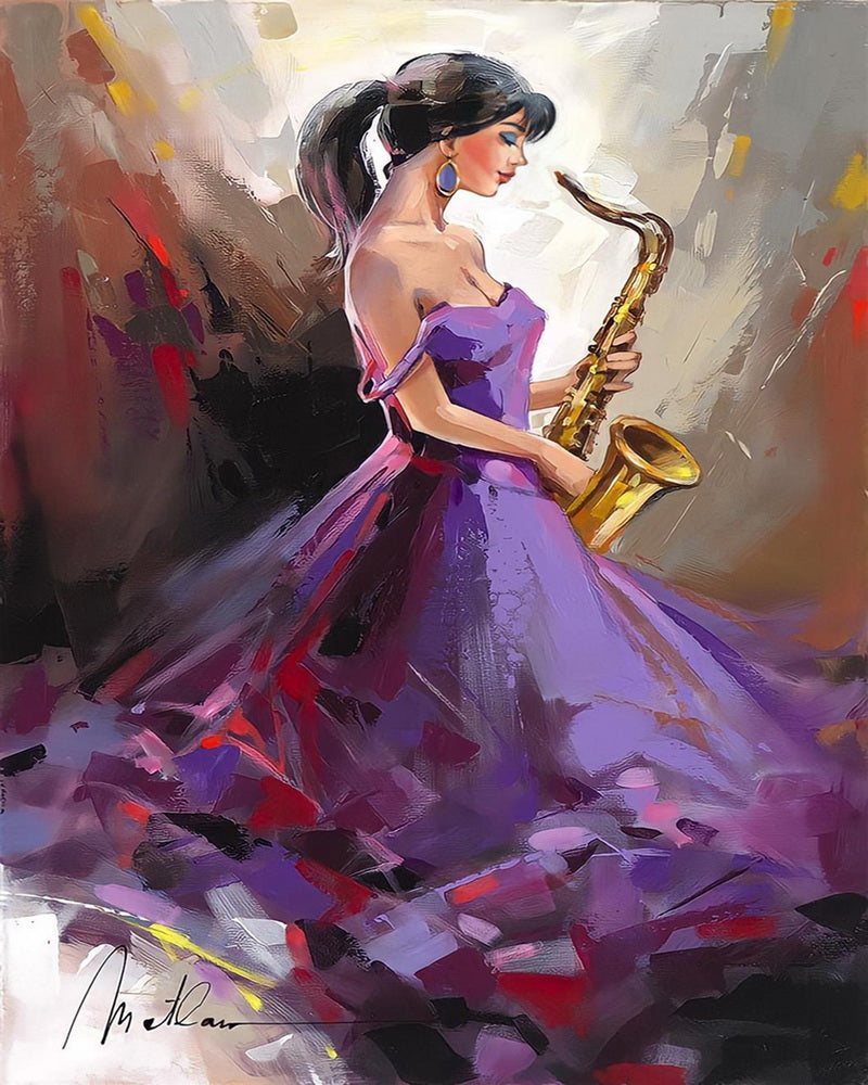 Diamond Painting - Mujer con su instrumento musical