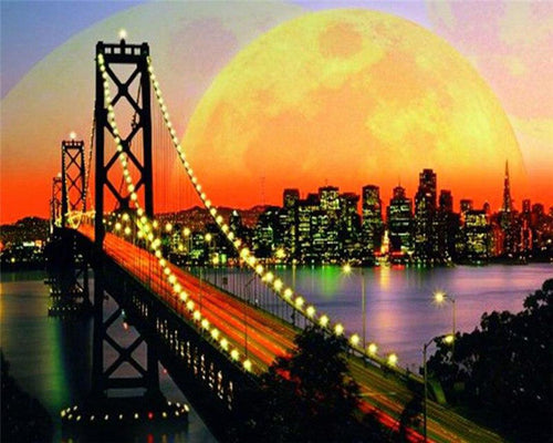 Diamond Painting - Puente de San Francisco y Luna Llena