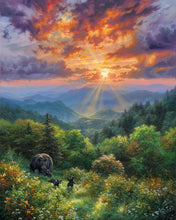 Cargar imagen en el visor de la galería, Pintar Por Números - Oso y puesta de sol - Figuredart - Avanzado Paisajes Animales Osos Novedades